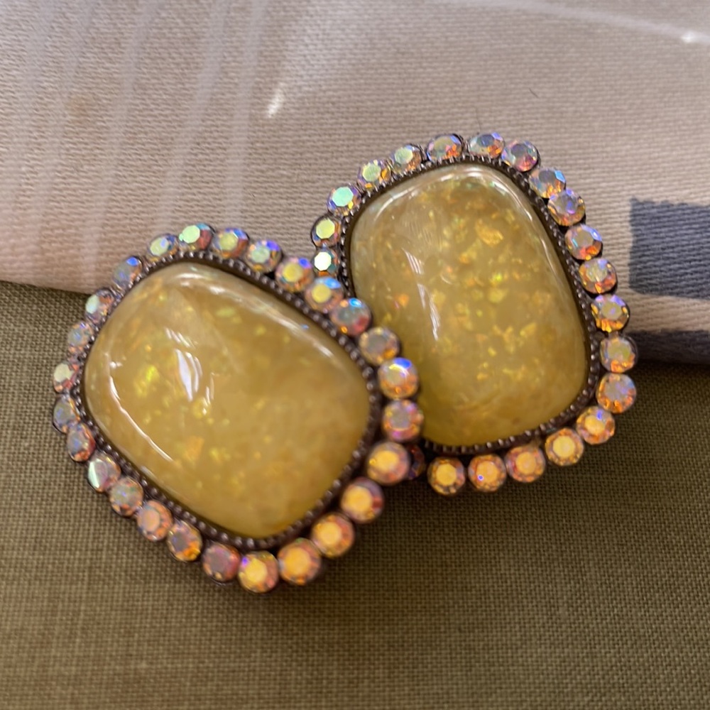 SNK Aurora Borealis Crystal Clip Earrings